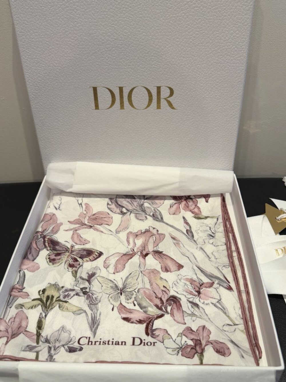 Brand New Dior Butterfly & Floral Silk Rome Scarf 90
